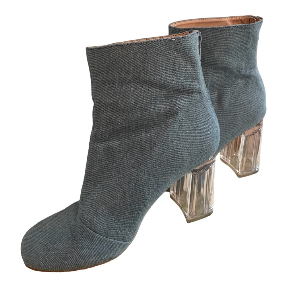 Forever21 denim clear heel ankle boots size 6